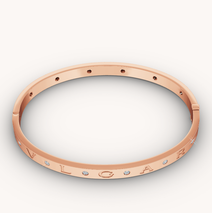 [Clover-Jewelry]ZERO 1 PINK GOLD 12 DIAMONDS BRACELET