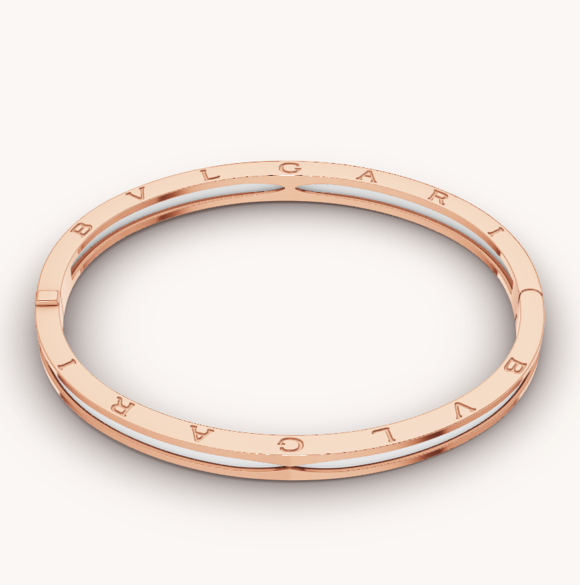 [Clover-Jewelry]ZERO 1 PINK GOLD WITH WHITE CERAMIC BRACELET