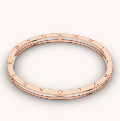 [Clover-Jewelry]ZERO 1 PINK GOLD WITH WHITE CERAMIC BRACELET