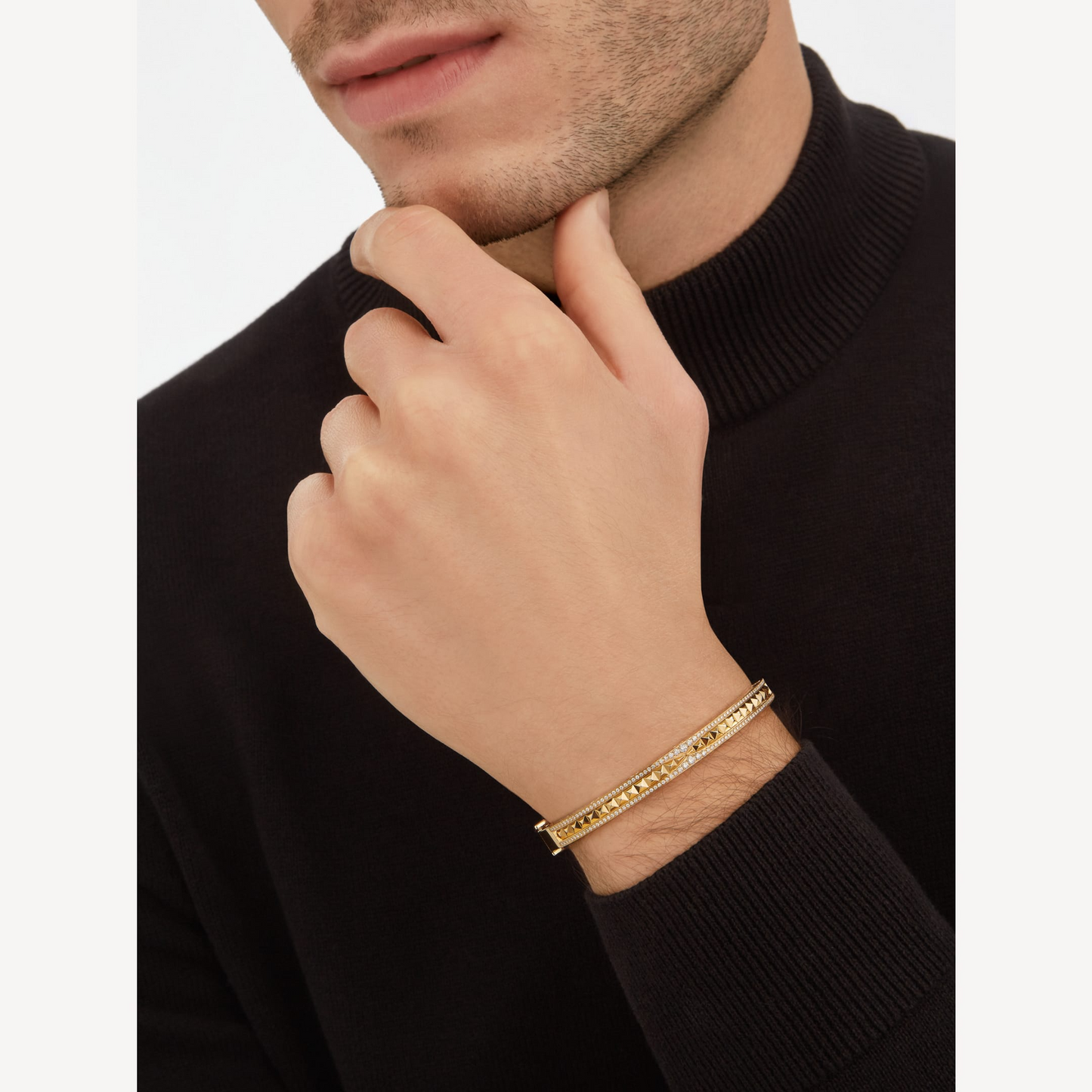 [Clover-Jewelry]ZERO 1 SPIRAL AND PAVED DIAMOND GOLD BRACELET