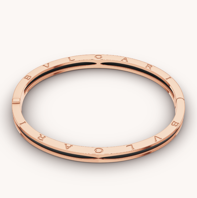 [Clover-Jewelry]ZERO 1 PINK GOLD WITH BLACK CERAMIC BRACELET