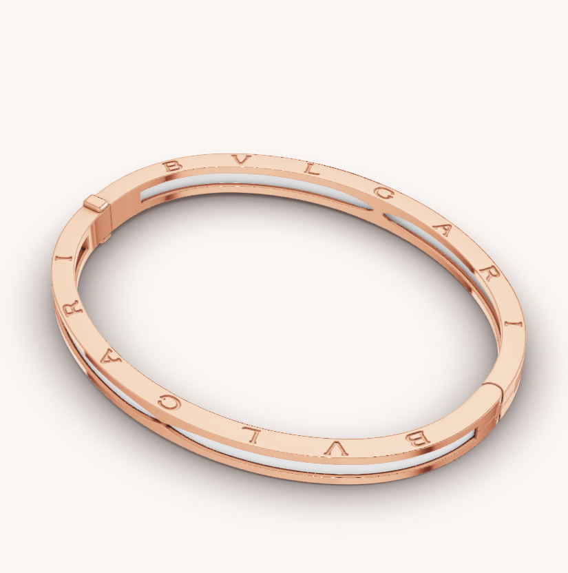 [Clover-Jewelry]ZERO 1 PINK GOLD WITH WHITE CERAMIC BRACELET