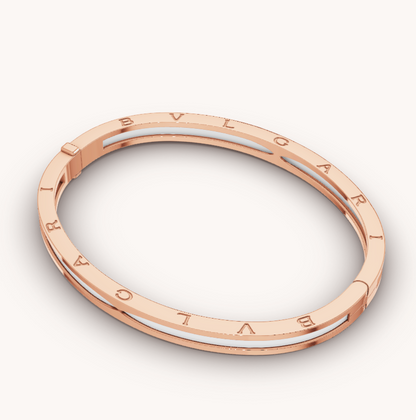 [Clover-Jewelry]ZERO 1 PINK GOLD WITH WHITE CERAMIC BRACELET