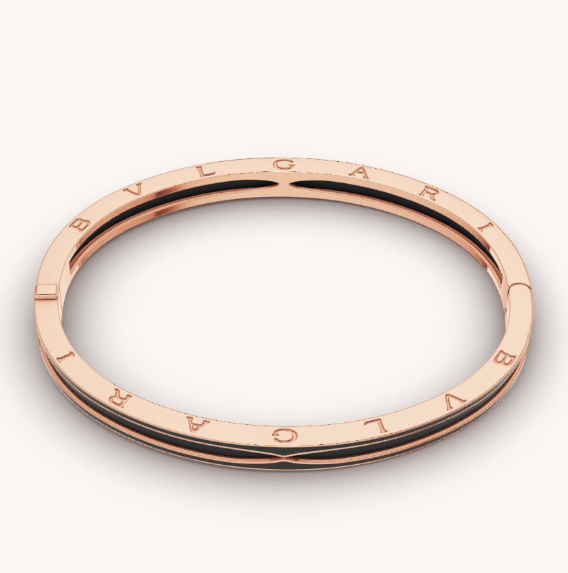 [Clover-Jewelry]ZERO 1 PINK GOLD WITH MATTE BLACK CERAMIC BRACELET