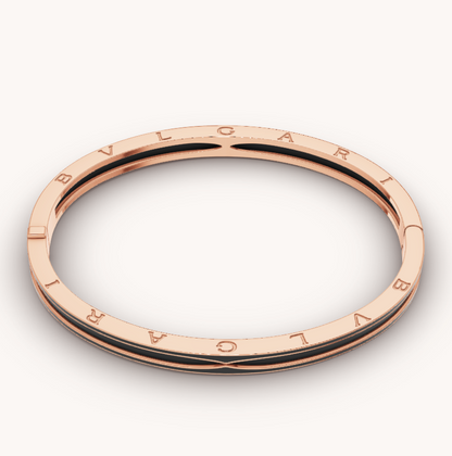 [Clover-Jewelry]ZERO 1 PINK GOLD WITH MATTE BLACK CERAMIC BRACELET