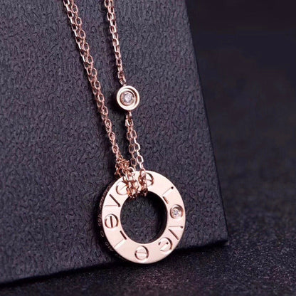 [Clover-Jewelry]LOVE NECKLACE 16MM 2 DIAMONDS