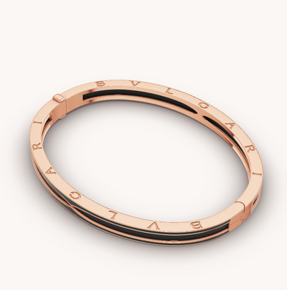 [Clover-Jewelry]ZERO 1 PINK GOLD WITH MATTE BLACK CERAMIC BRACELET