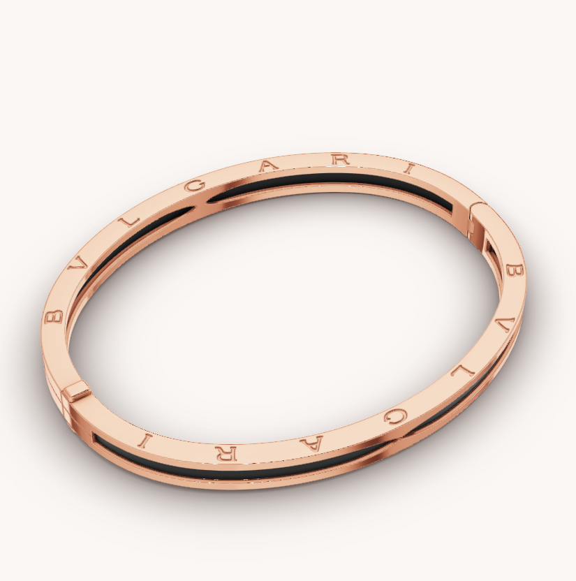 [Clover-Jewelry]ZERO 1 PINK GOLD WITH BLACK CERAMIC BRACELET