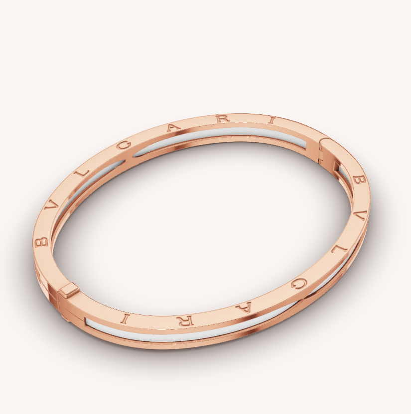 [Clover-Jewelry]ZERO 1 PINK GOLD WITH WHITE CERAMIC BRACELET