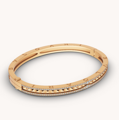 [Clover-Jewelry]ZERO 1 SPIRAL AND PAVED DIAMOND GOLD BRACELET