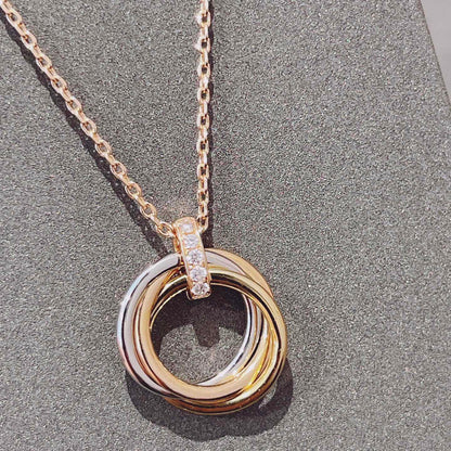 [Clover-Jewelry]TRINITY NECKLACE GOLD  DIAMONDS