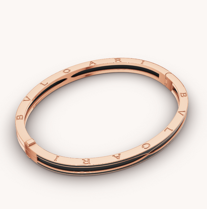 [Clover-Jewelry]ZERO 1 PINK GOLD WITH MATTE BLACK CERAMIC BRACELET