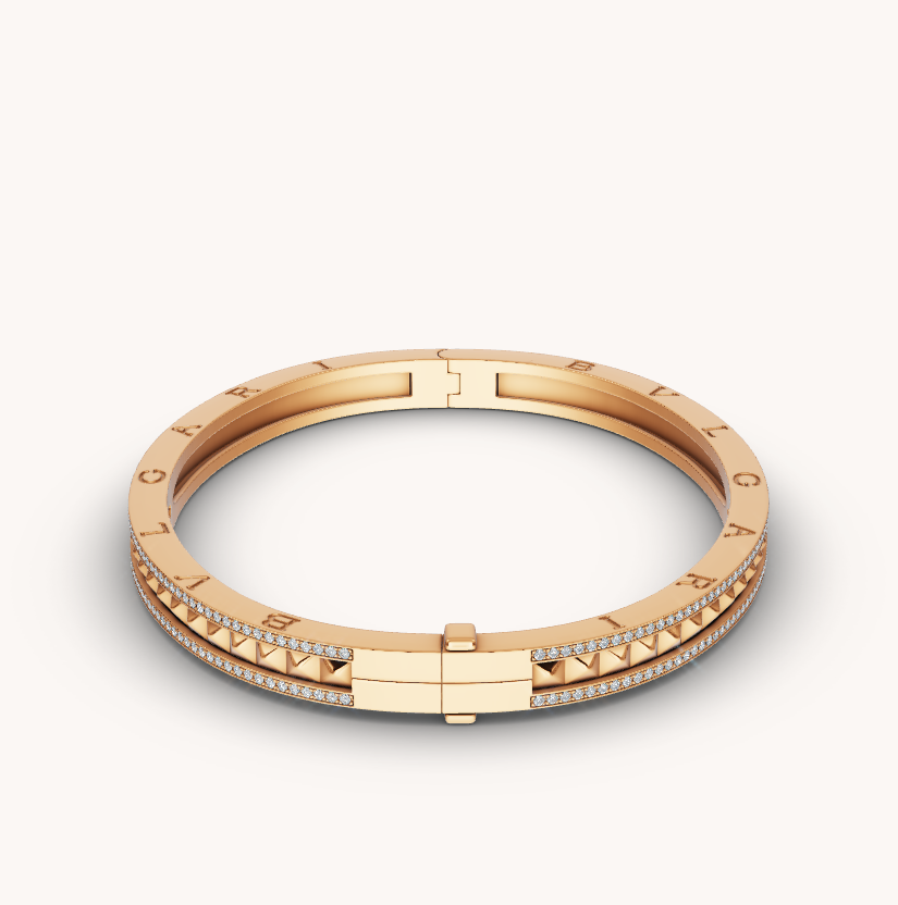 [Clover-Jewelry]ZERO 1 SPIRAL AND PAVED DIAMOND GOLD BRACELET