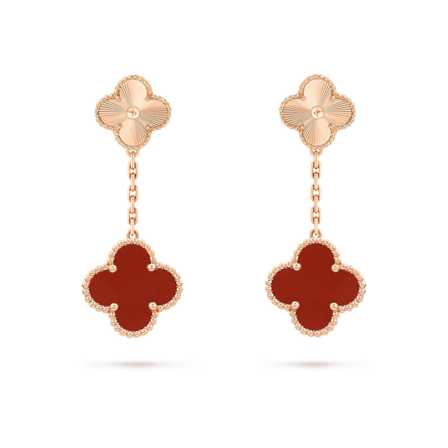 [Clover-Jewelry]CLOVER 2 MOTIF  LASER CARNELIAN EARRINGS