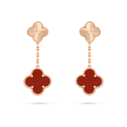 [Clover-Jewelry]CLOVER 2 MOTIF  LASER CARNELIAN EARRINGS