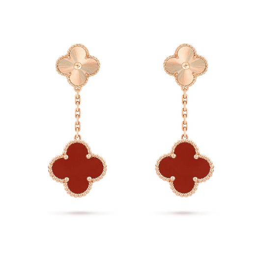 [Clover-Jewelry]CLOVER 2 MOTIF  LASER CARNELIAN EARRINGS