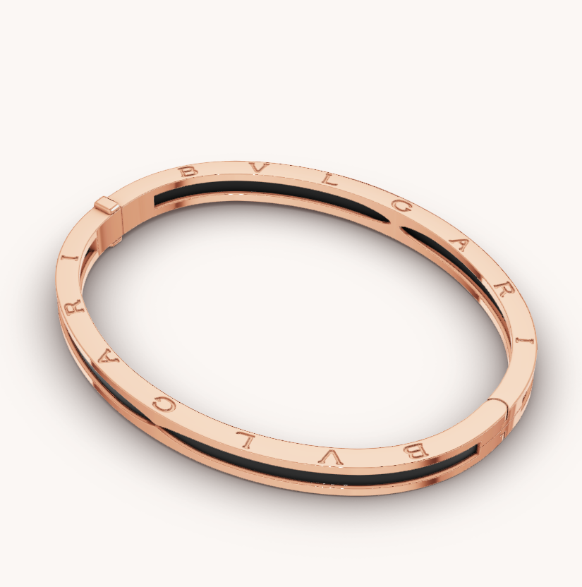 [Clover-Jewelry]ZERO 1 PINK GOLD WITH BLACK CERAMIC BRACELET