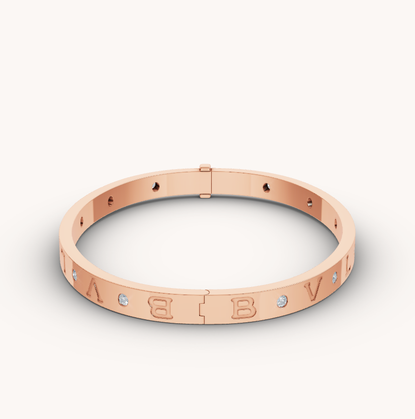 [Clover-Jewelry]ZERO 1 PINK GOLD 12 DIAMONDS BRACELET