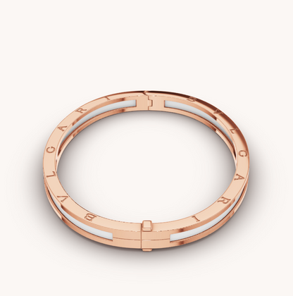 [Clover-Jewelry]ZERO 1 PINK GOLD WITH WHITE CERAMIC BRACELET