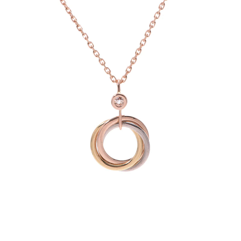 [Clover-Jewelry]TRINITY SILVER GOLD PINK GOLD NECKLACE