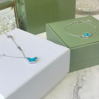 [Clover-Jewelry]BUTTERFLY TURQUOISE BUTTERFLY BRACELET SILVER