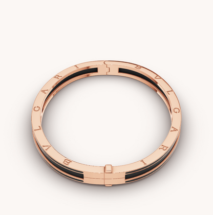 [Clover-Jewelry]ZERO 1 PINK GOLD WITH MATTE BLACK CERAMIC BRACELET