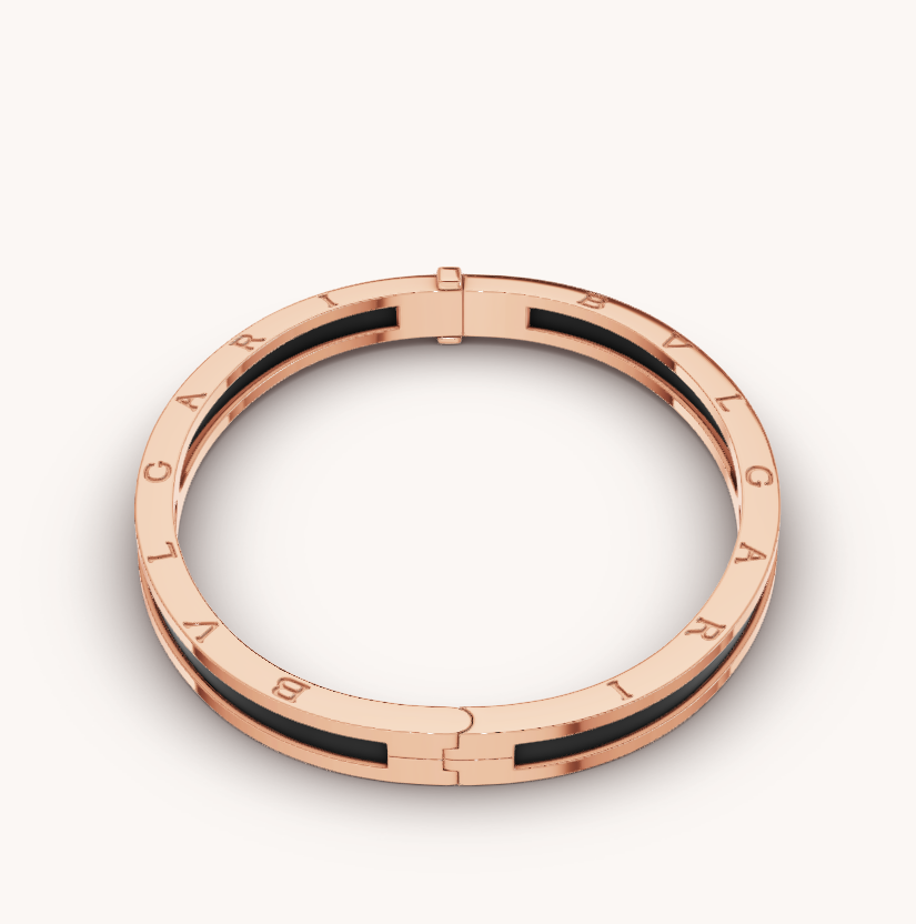 [Clover-Jewelry]ZERO 1 PINK GOLD WITH BLACK CERAMIC BRACELET