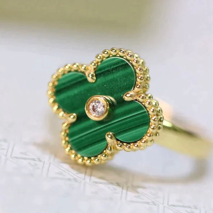 [Clover-Jewelry]CLOVER MALACHITE RING GOLD DIAMOND