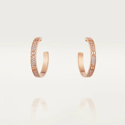 [Clover-Jewelry]LOVE DIAMOND PINK GOLD HOOP EARRINGS