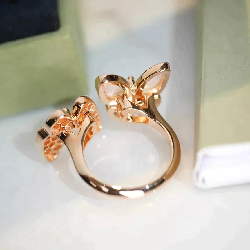 [Clover-Jewelry]TWIN BUTTERFLY DIAMOND MOP RING