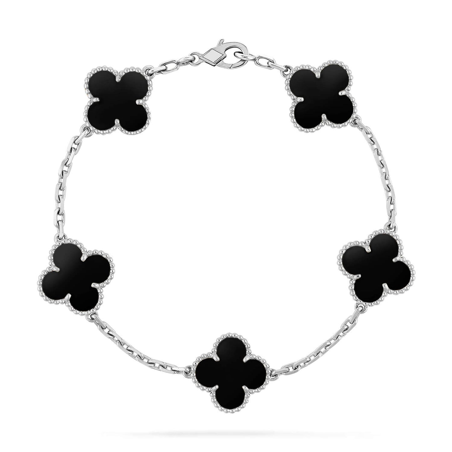 [Clover-Jewelry]CLOVER 5 MOTIF ONYXS  BRACELET SILVER