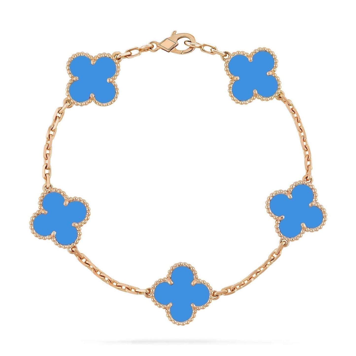 [Clover-Jewelry]CLOVER 5 MOTIFS BLUE AGATE BRACELET