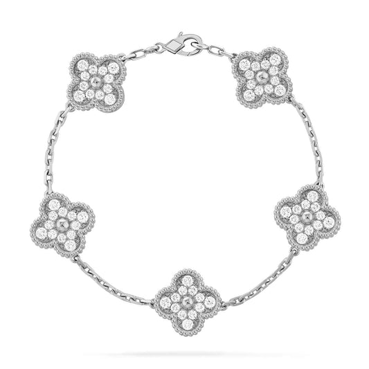 [Clover-Jewelry]CLOVER 5 MOTIFS  DIAMOND BRACELET SILVER