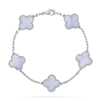 [Clover-Jewelry]CLOVER  5 MOTIF PURPLE CHALCEDONY BRACELET SILVER