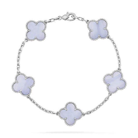 [Clover-Jewelry]CLOVER  5 MOTIF PURPLE CHALCEDONY BRACELET SILVER