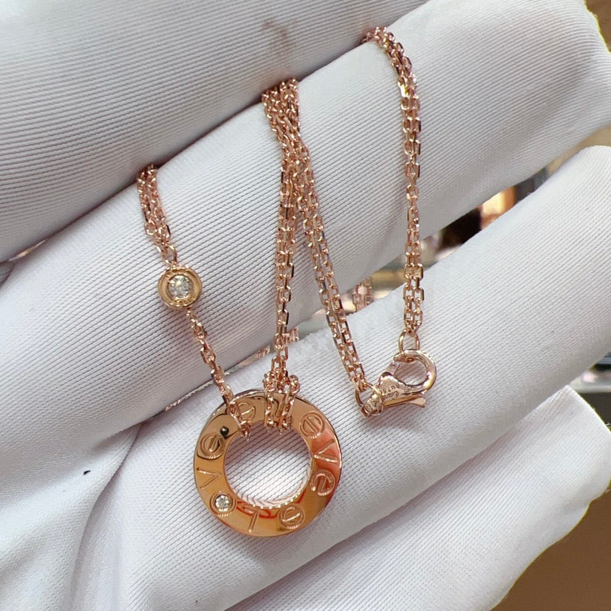 [Clover-Jewelry]LOVE NECKLACE 16MM 2 DIAMONDS