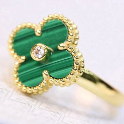 [Clover-Jewelry]CLOVER MALACHITE RING GOLD DIAMOND