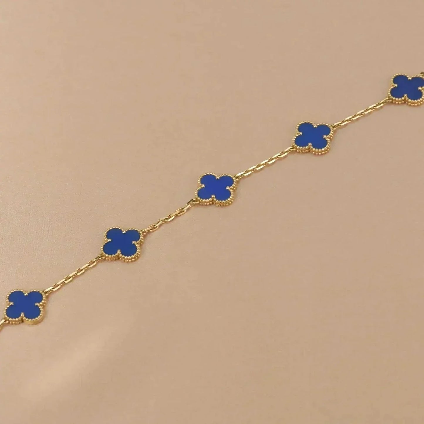 [Clover-Jewelry]CLOVER 5 MOTIFS BLUE AGATE BRACELET