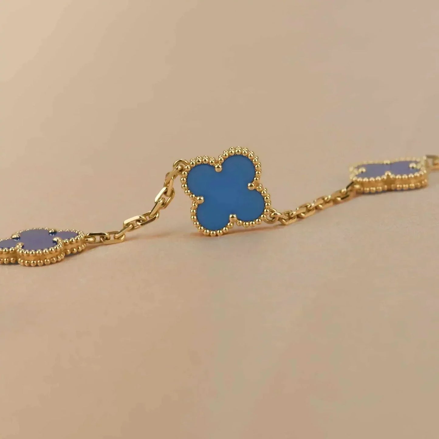 [Clover-Jewelry]CLOVER 5 MOTIFS BLUE AGATE BRACELET