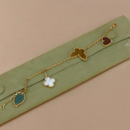 [Clover-Jewelry]LUCKY SPRING 5 MOTIF GOLD BRACELET