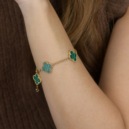 [Clover-Jewelry]CLOVER 5 MOTIFS MALACHITE BRACELET