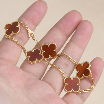 [Clover-Jewelry]CLOVER 5 MOTIFS RED AGATE  BRACELET