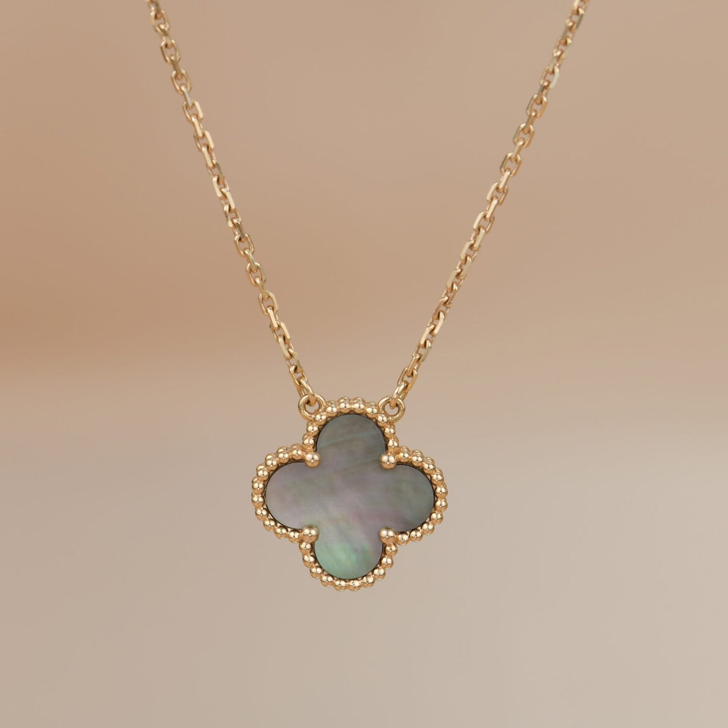 [Clover-Jewelry]CLOVER 15MM  GRAY MOTHER OF PEARL NECKLACE