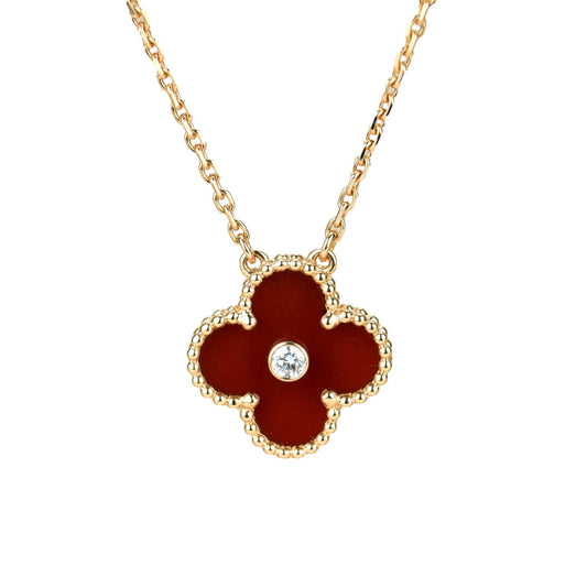 [Clover-Jewelry]CLOVER 15MM DIAMOND CARNELIAN NECKLACE