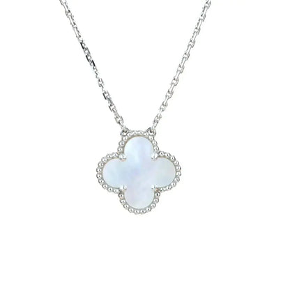 [Clover-Jewelry]CLOVER  15MM WHITE MOTHER-OF-PEARL SILVER