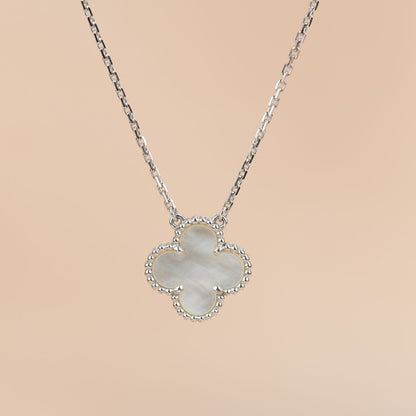 [Clover-Jewelry]CLOVER  15MM WHITE MOTHER-OF-PEARL SILVER