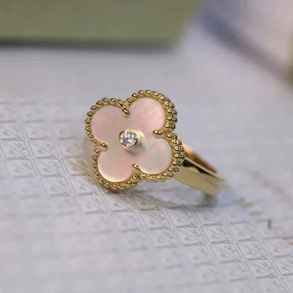 [Clover-Jewelry]CLOVER PINK MOP RING GOLD DIAMOND