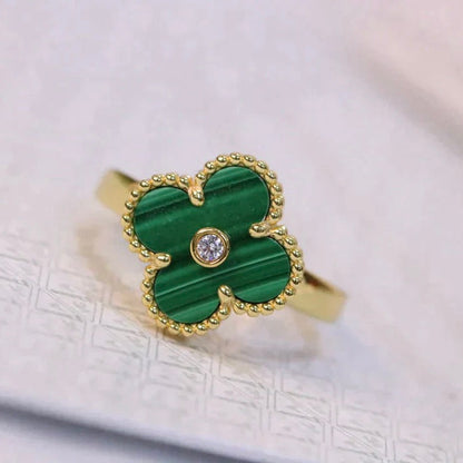 [Clover-Jewelry]CLOVER MALACHITE RING GOLD DIAMOND