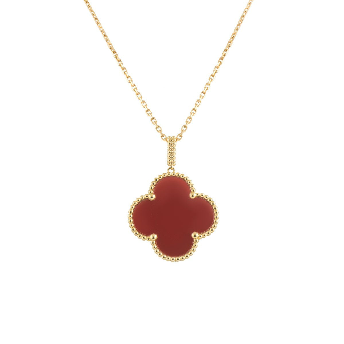 [Clover-Jewelry]CLOVER 25MM NECKLACE GOLD CARNELIAN