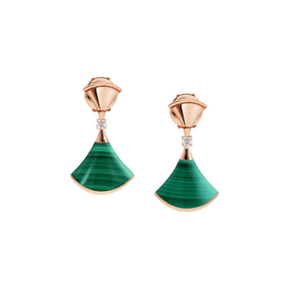 [Clover-Jewelry]DREAM MALACHITE PINK GOLD EARRINGS